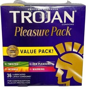 🔒 Trojan Pleasure Pack Condoms 36 ct Value Pack – Sealed Twisted, Her Pleasure